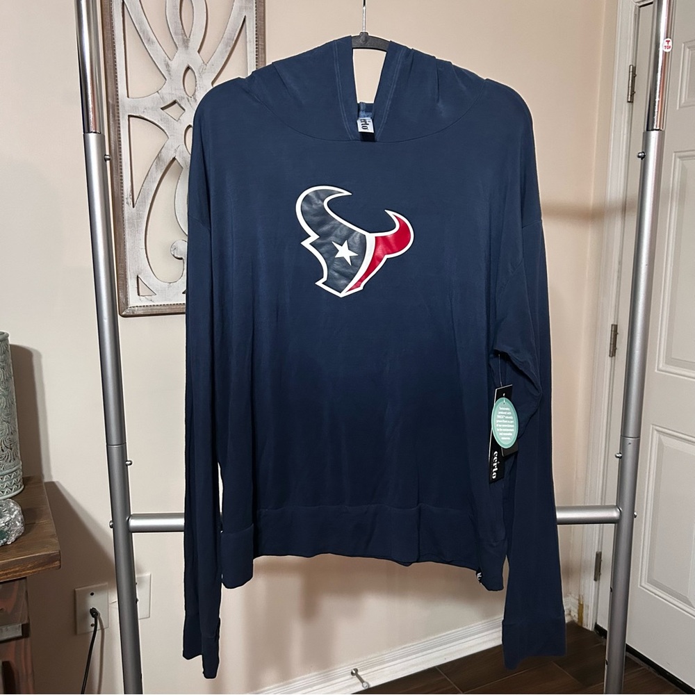 Houston NFL Texans‎ Women’s Long Sleeve Hoodie Shirt XL Navy Tencel blend